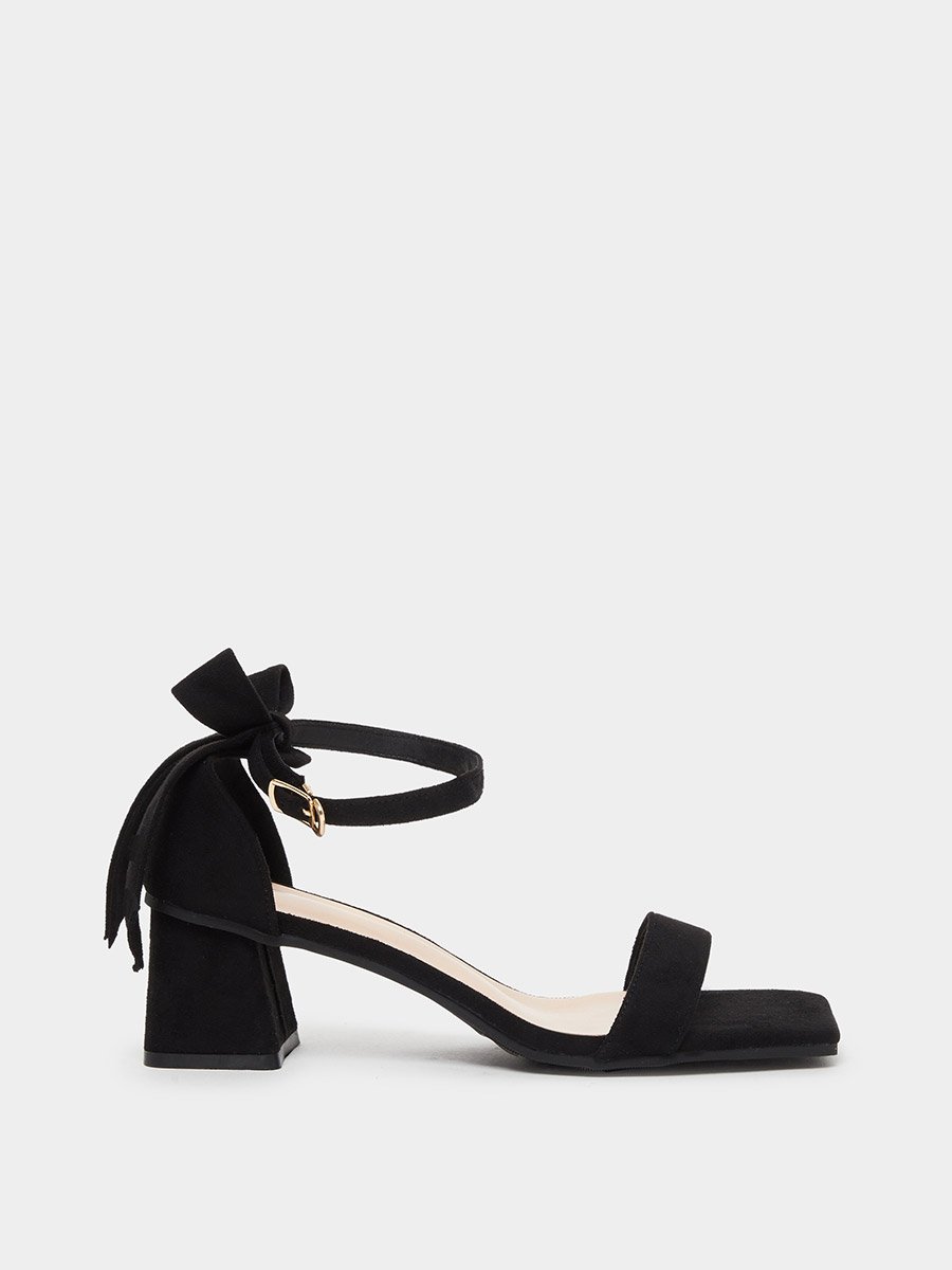 Bow Detail Block Heel Ankle Strap Sandals