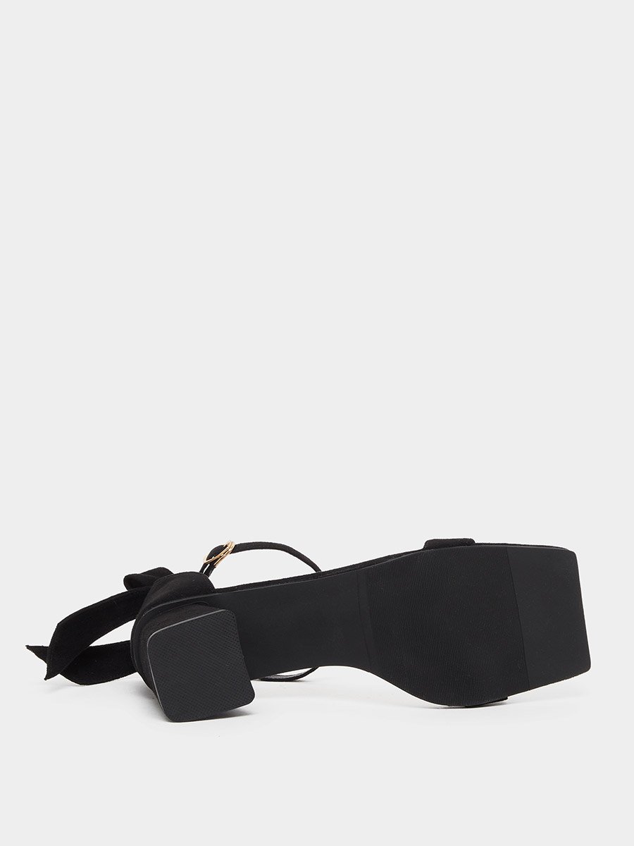 Bow Detail Block Heel Ankle Strap Sandals