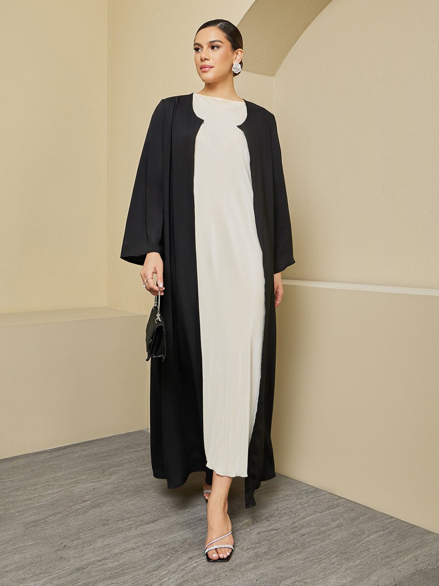 Regular Fit Front Open Crepe Abaya 