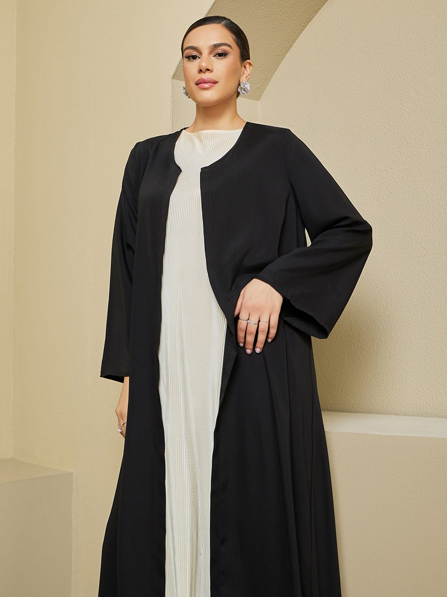 Regular Fit Front Open Crepe Abaya 
