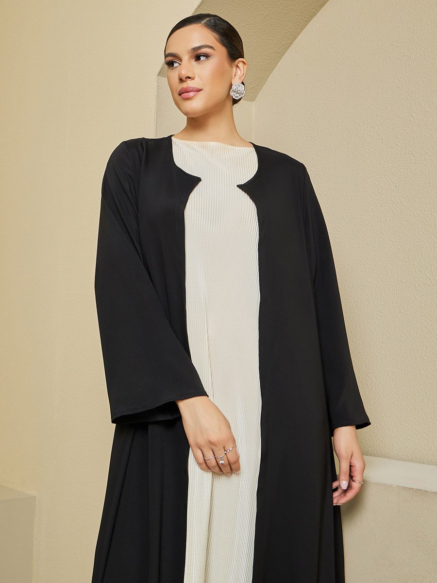 Regular Fit Front Open Crepe Abaya 