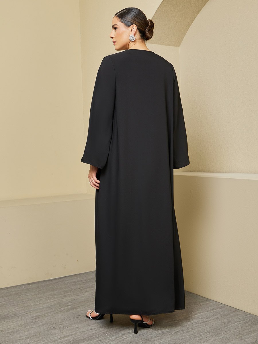 Regular Fit Front Open Crepe Abaya 