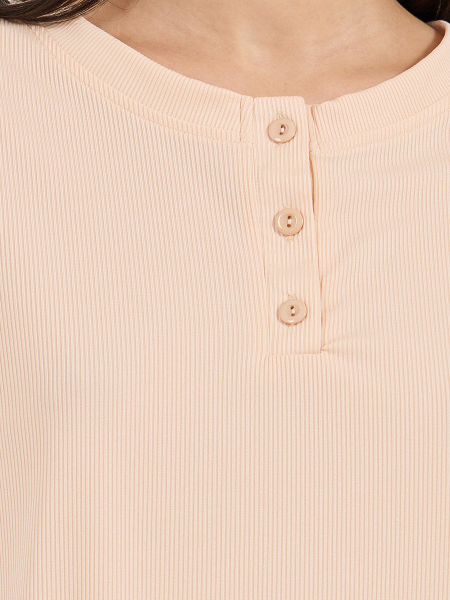 Rib Placket T-Shirt and Ditsy Floral Print Pyjama Set