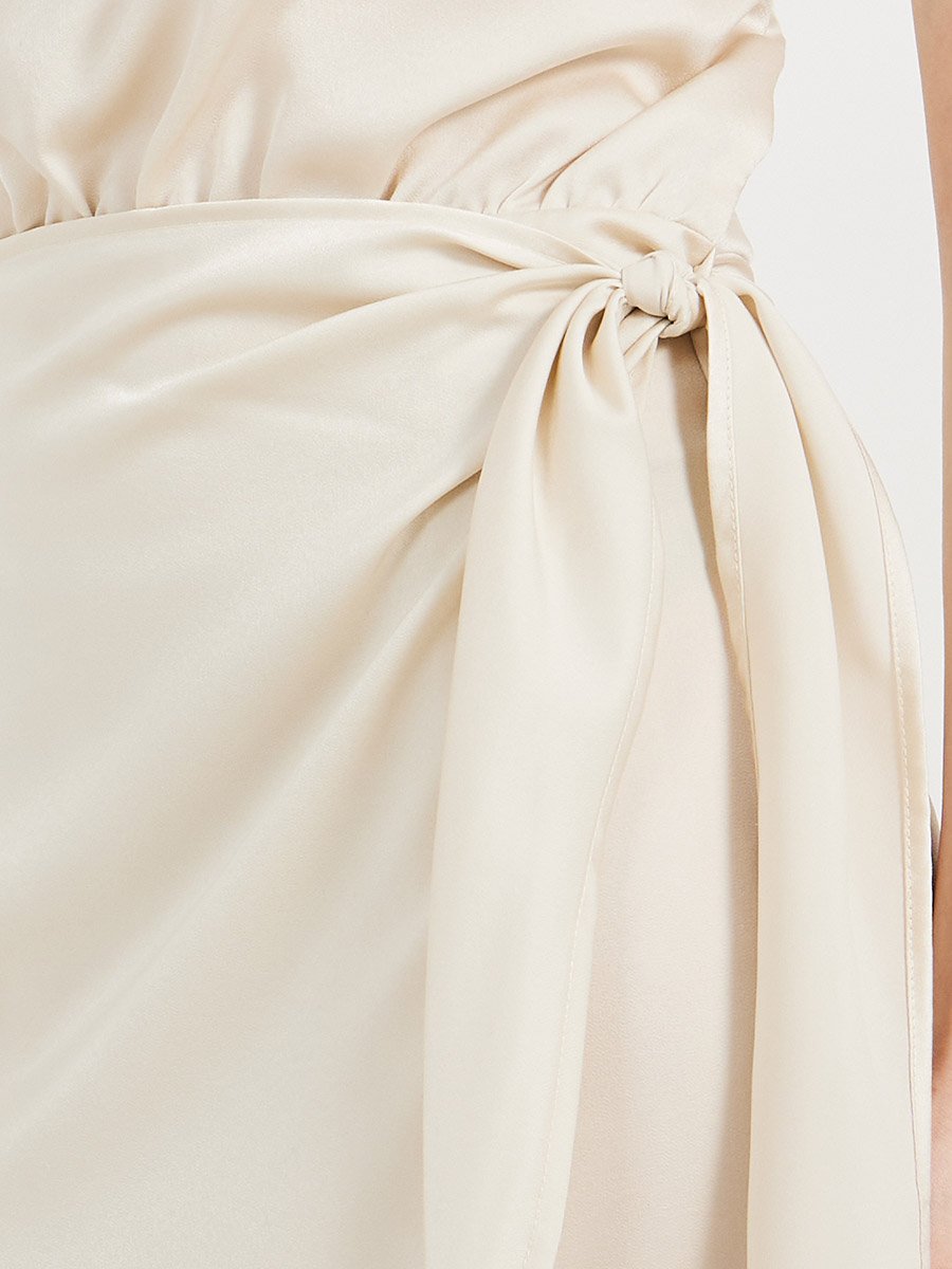 Halter Neck Wrap Midi Dress with Tie Up Detail