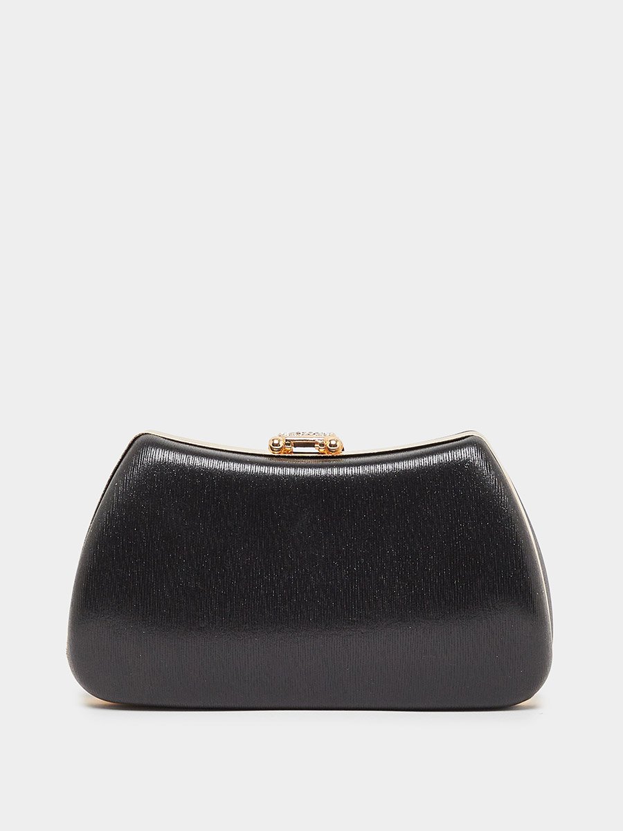 Embellished Lock Clutch Bag with Chain Strap