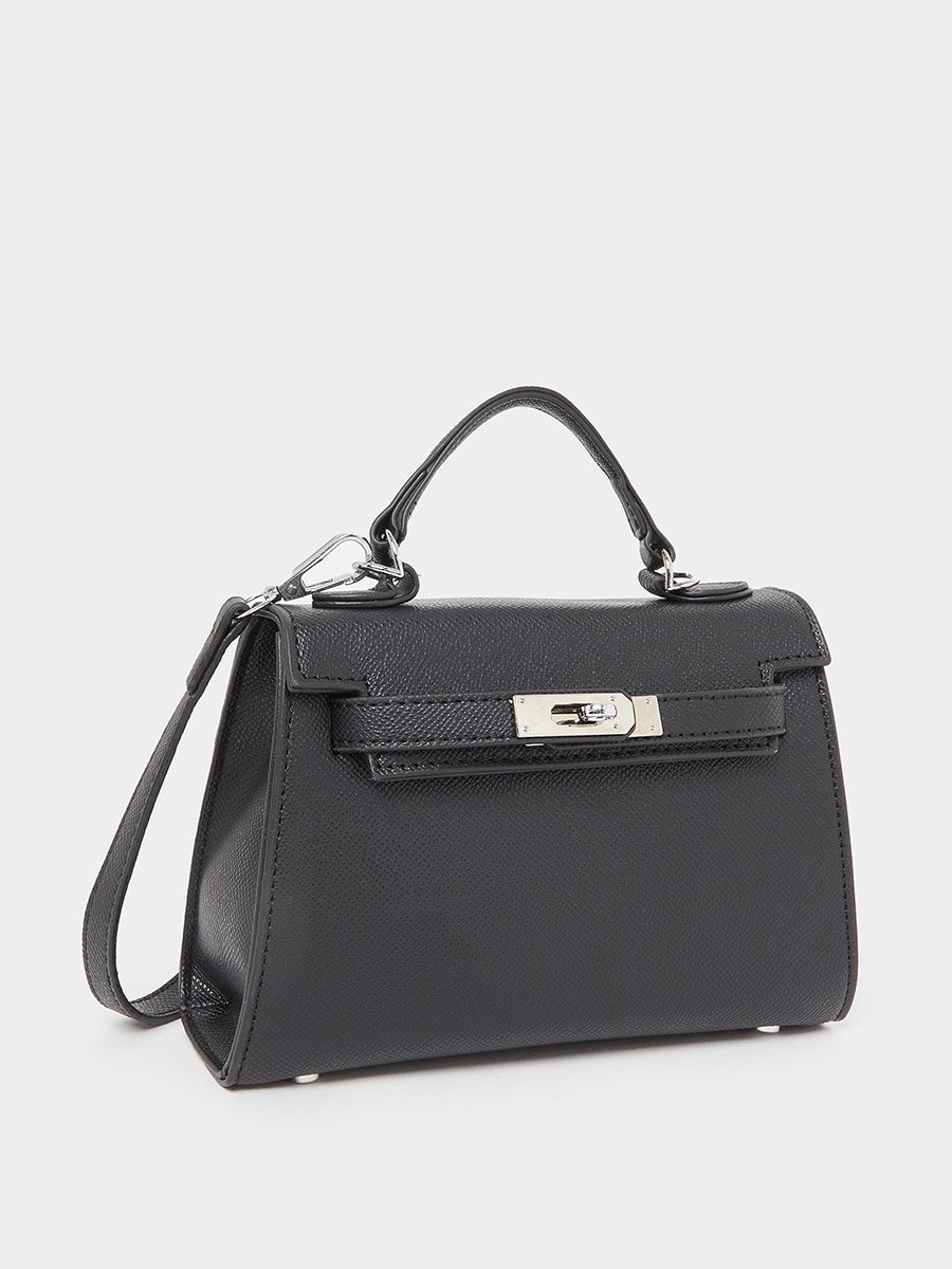 Twisted Lock Handbag with Detachable Strap