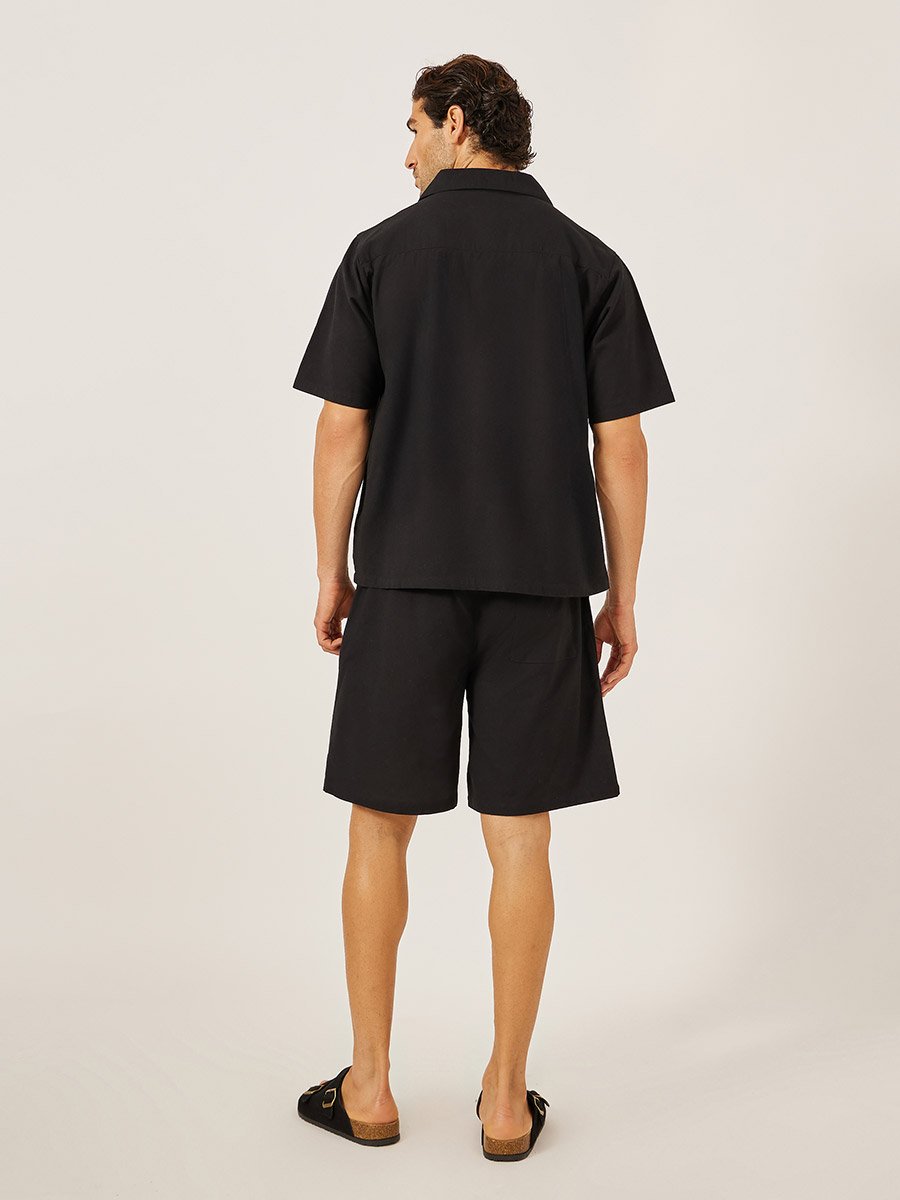 Plain Linen Blend Relaxed Fit Shirt and Shorts Co-Ords
