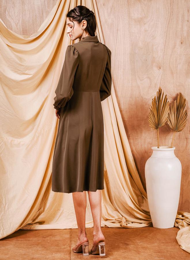 slim fit dress slacks Collared Deep V Rib Knit Fit and Flare Mini Dress