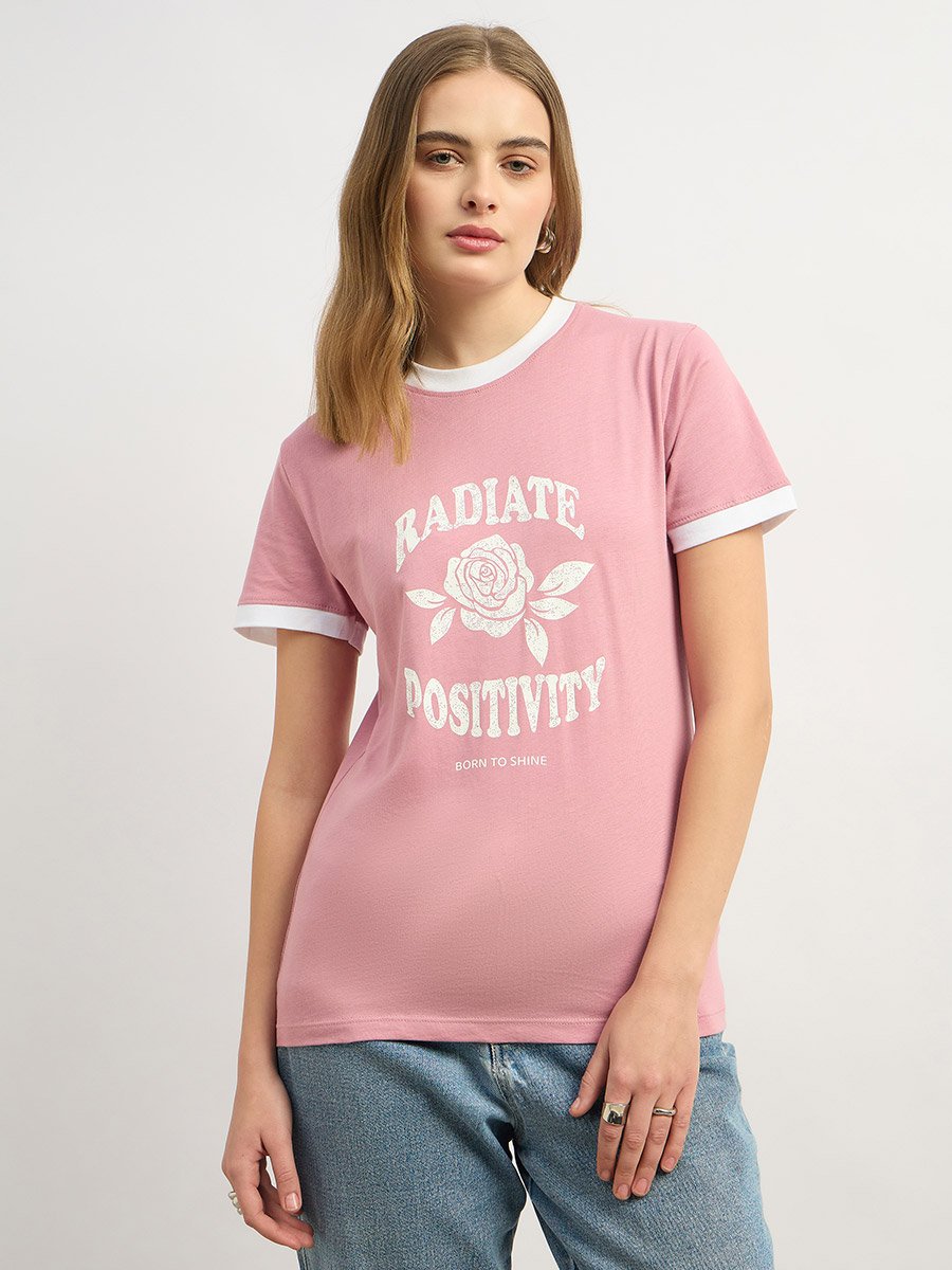Floral Graphic Print Regular Fit Round Neck T-Shirt