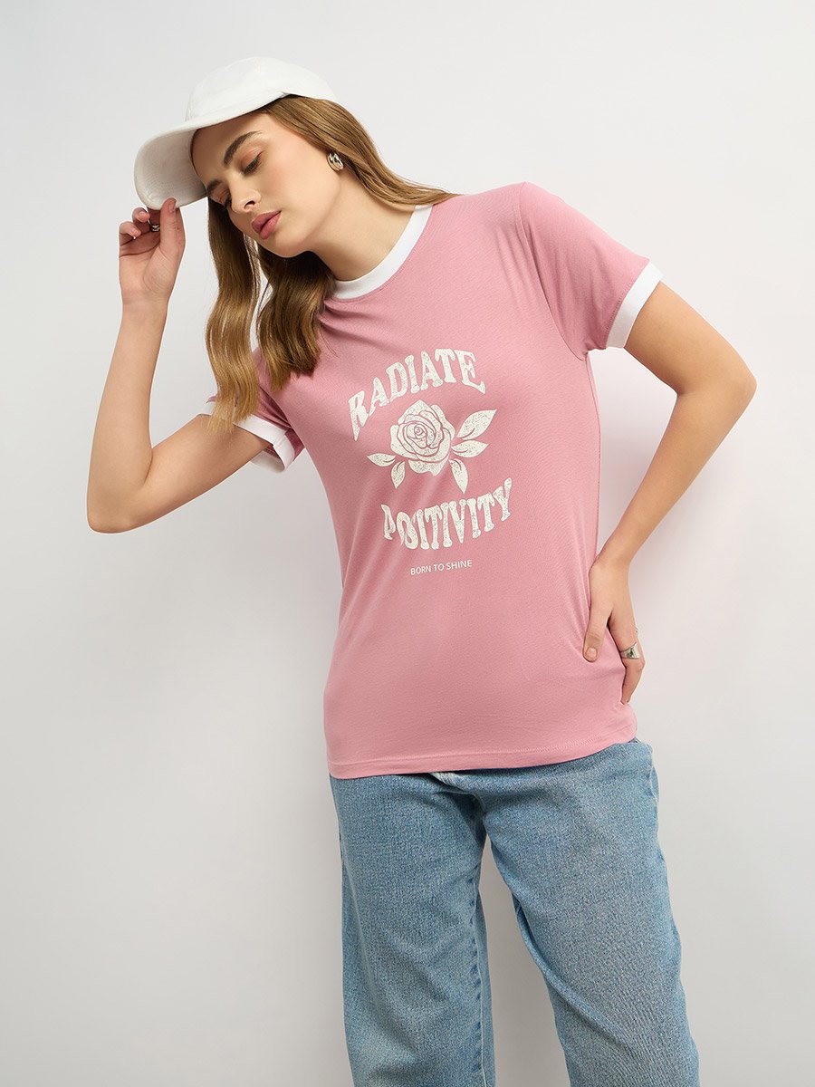 Floral Graphic Print Regular Fit Round Neck T-Shirt