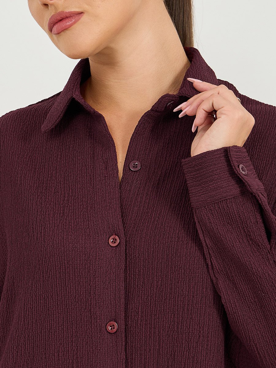 Textured Oversized Collared Shirt