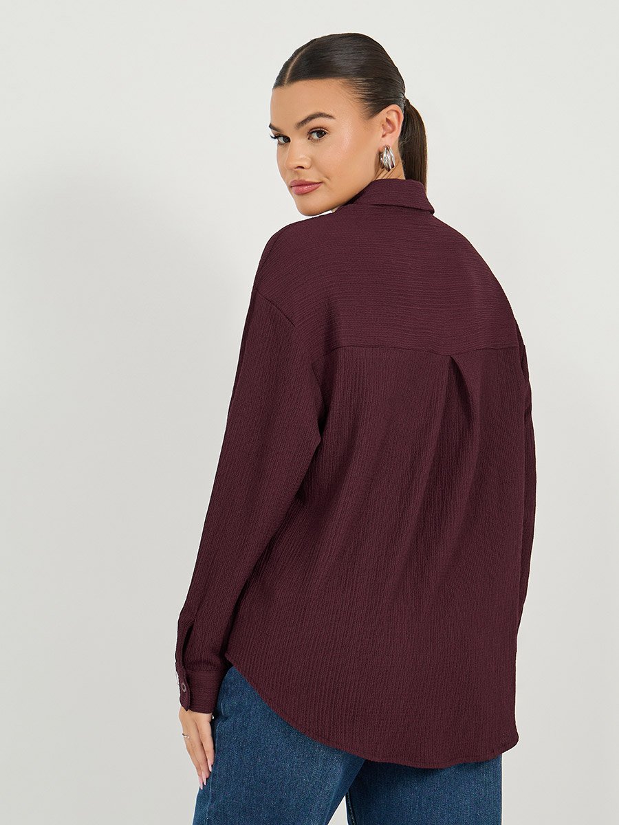 Textured Oversized Collared Shirt