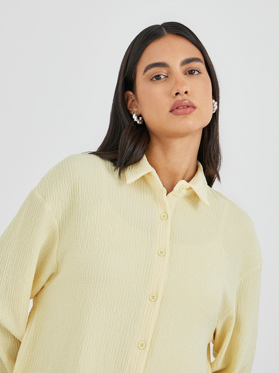 Textured Oversized Collared Shirt