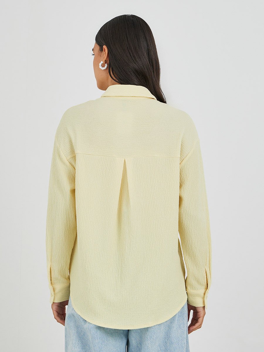 Textured Oversized Collared Shirt