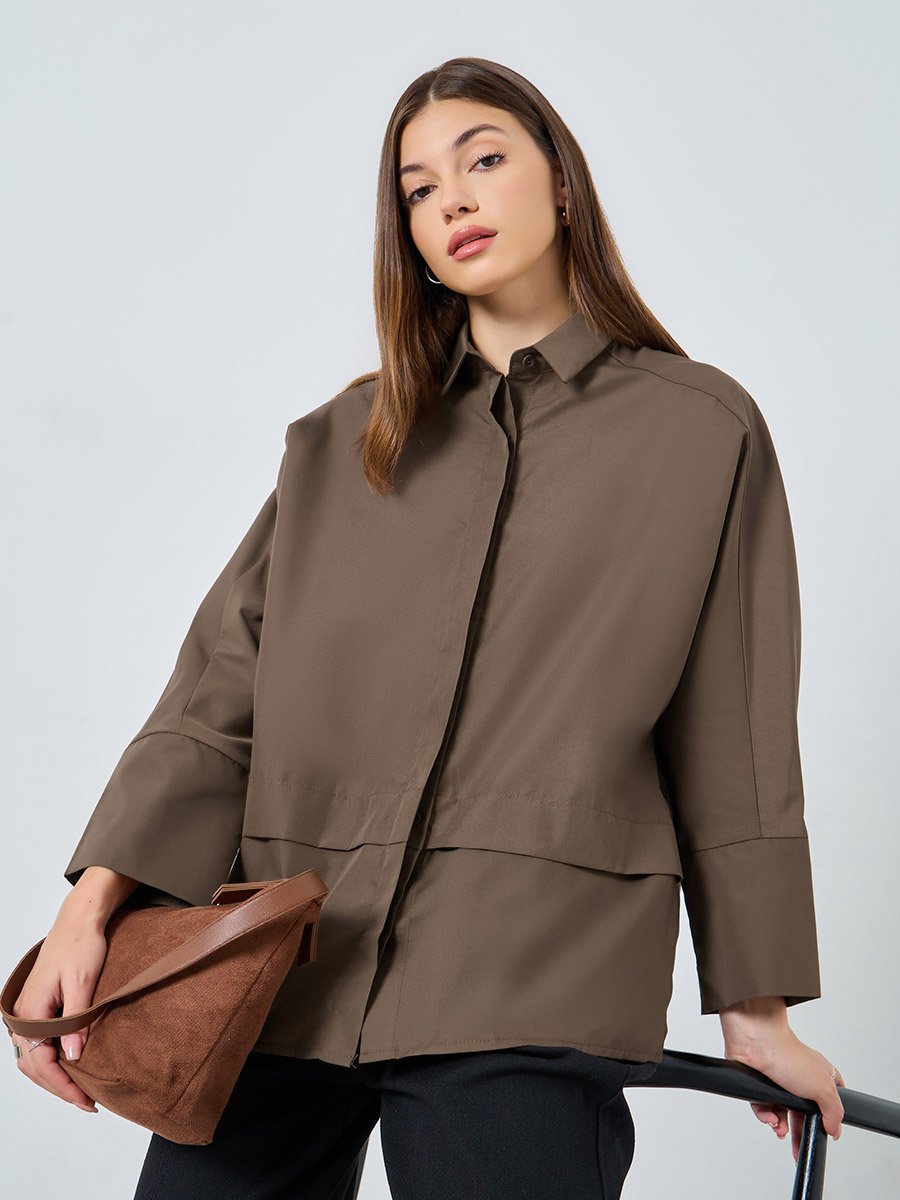 Oversized Buttoned Shirt with Panel Detail