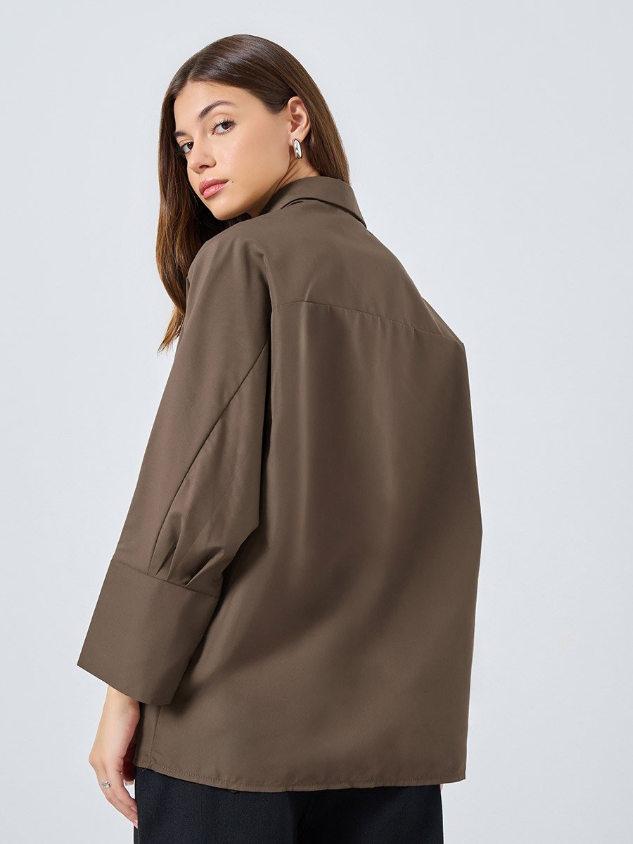Oversized Buttoned Shirt with Panel Detail