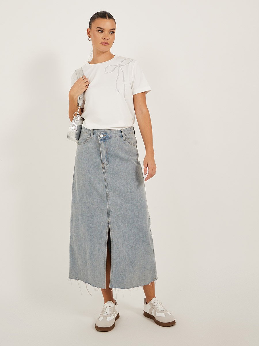 Bow Embellished Detail Regular Fit T-Shirt