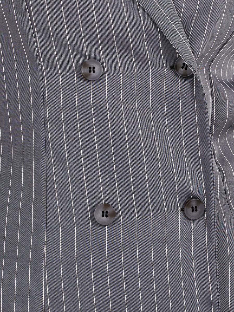 Striped Double Breasted Blazer Knee Length Dress