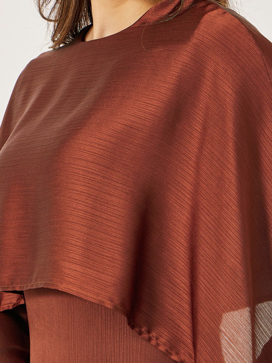 Plain Cape Sleeve Shift Maxi Dress