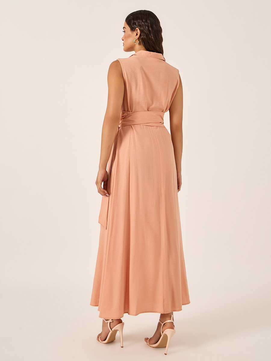 Sleeveless Wrap Maxi Dress with Tie-Up Detail