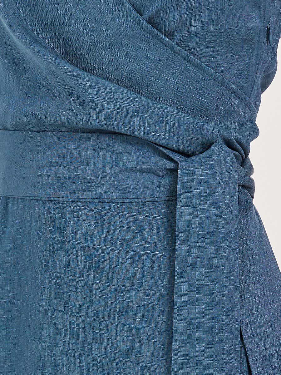 Sleeveless Wrap Maxi Dress with Tie-Up Detail
