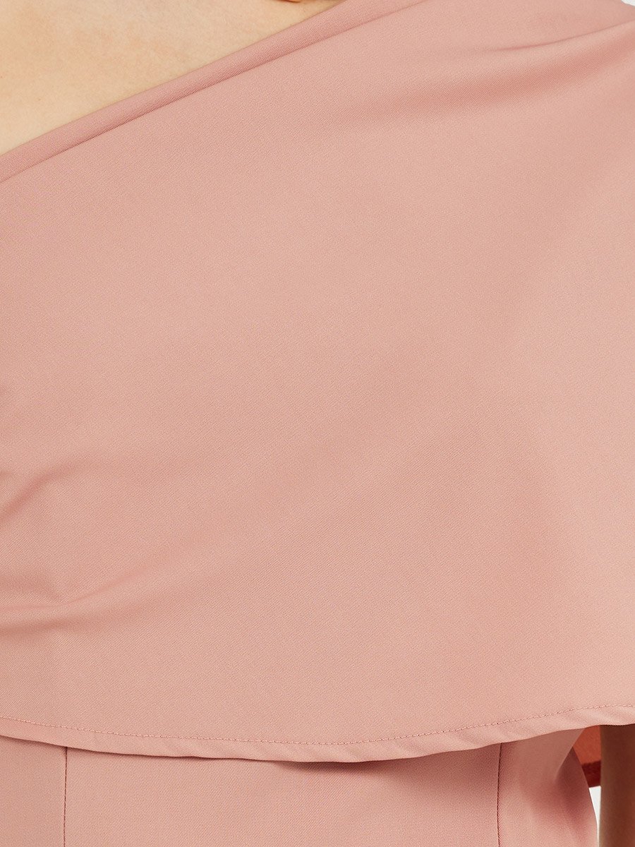 One Shoulder Neck Sheath Midi Dress