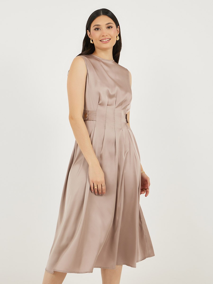 open lace back dress Box Pleated midi Dress in Purple  Mabish Store