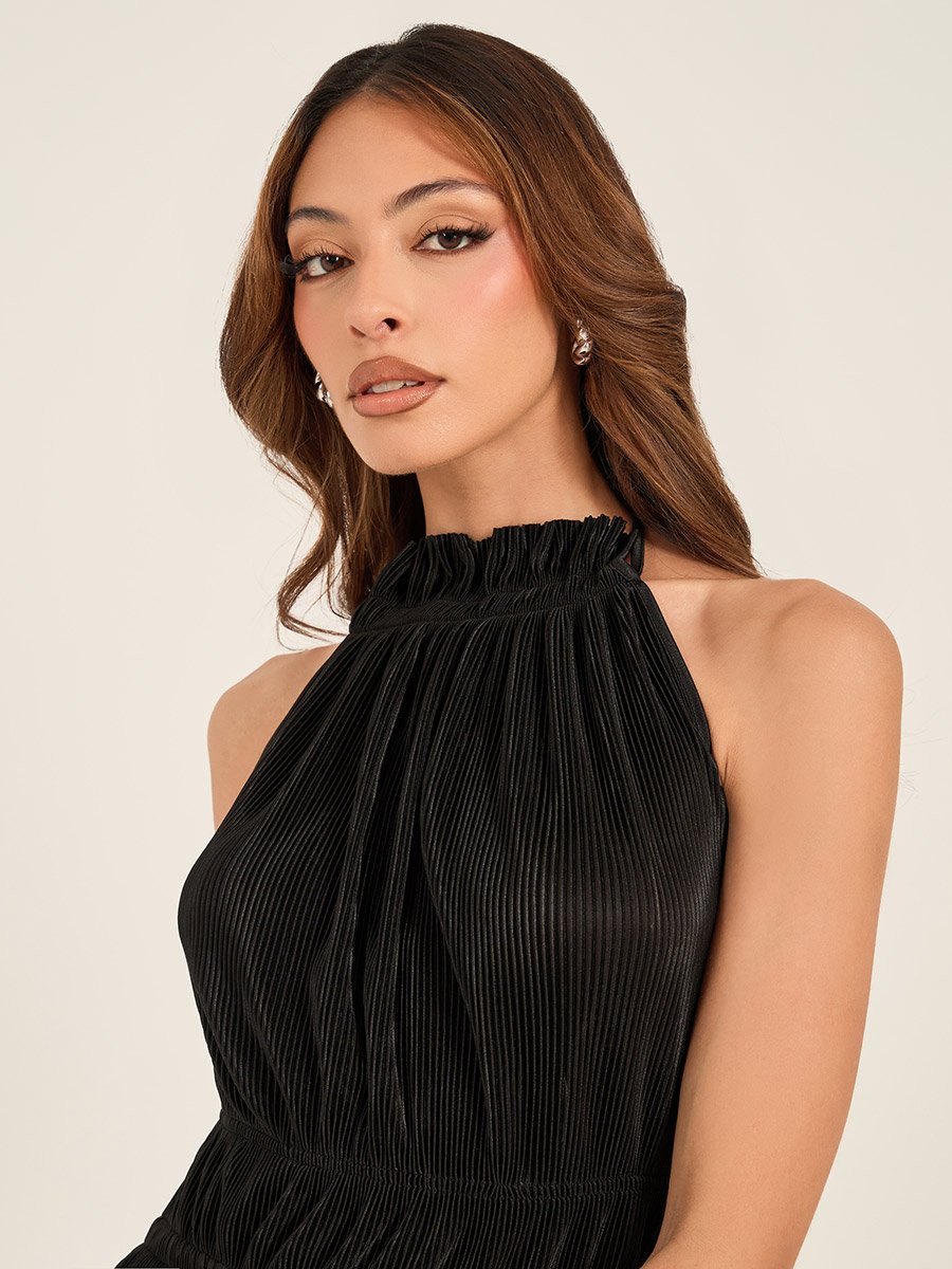 Textured Plisse Sleeveless A-Line Mini Dress