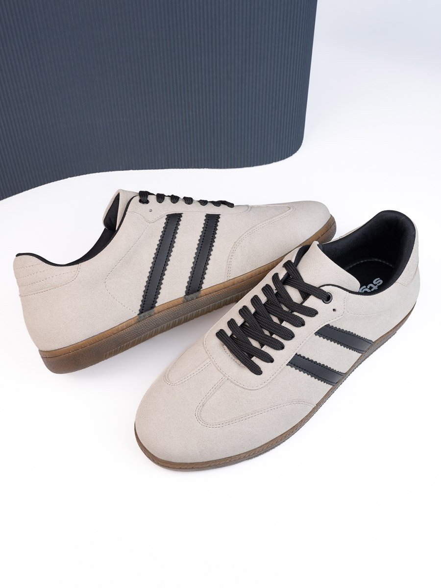 Suede Upper Two Stripe Court Sneakers