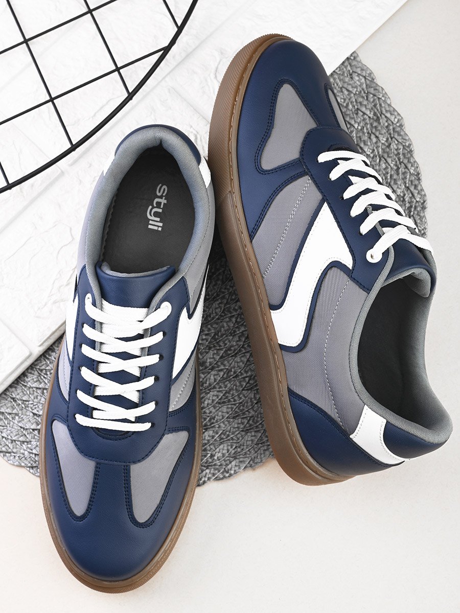 Color Block Panelled Gum Sole Sneakers