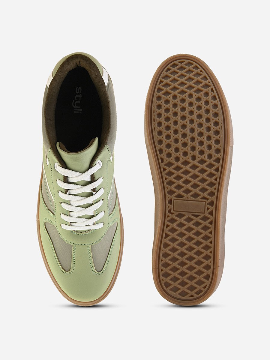 Panelled Gum Sole Lace-Up Sneakers