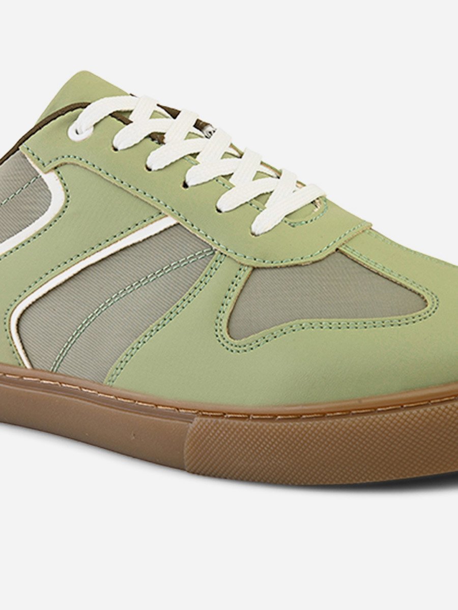Panelled Gum Sole Lace-Up Sneakers