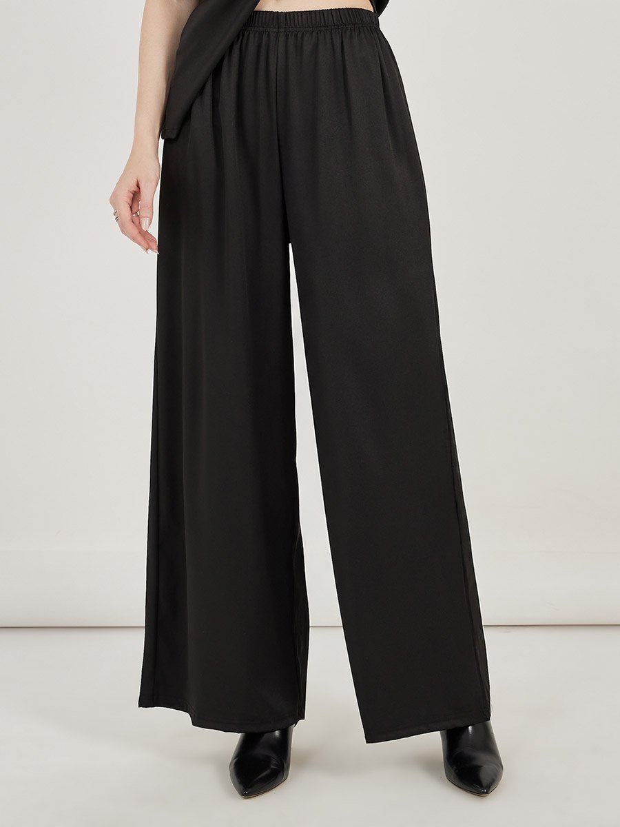 Self-Tie Belt Sleeveless Top and Wide Leg Pants Co-Ords