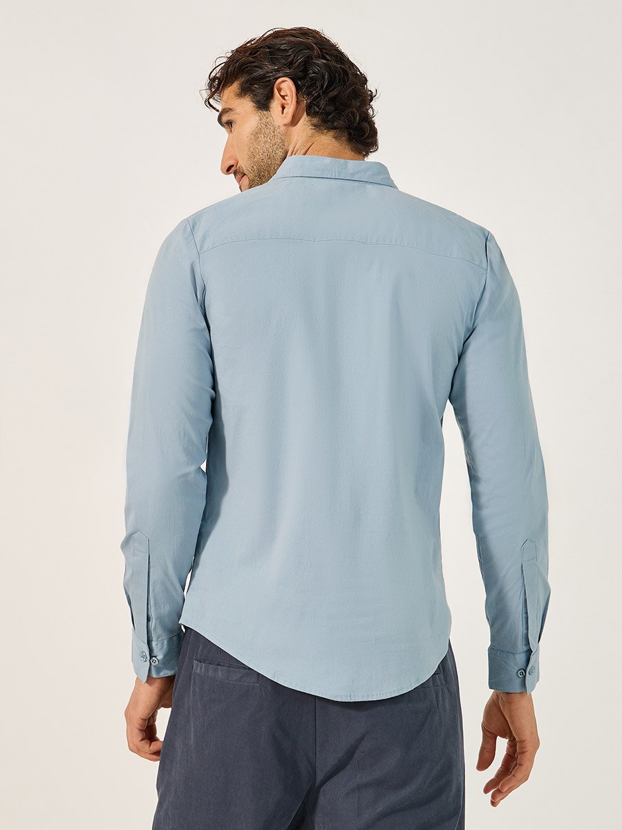 Slim Fit Chest Pocket Spread Collar Shirt
