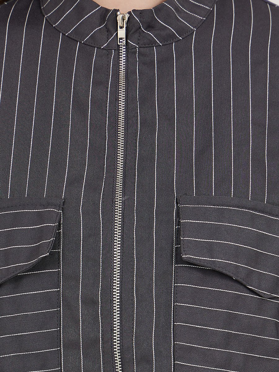 Regular Fit Regular Length Striped Bomber Jacket