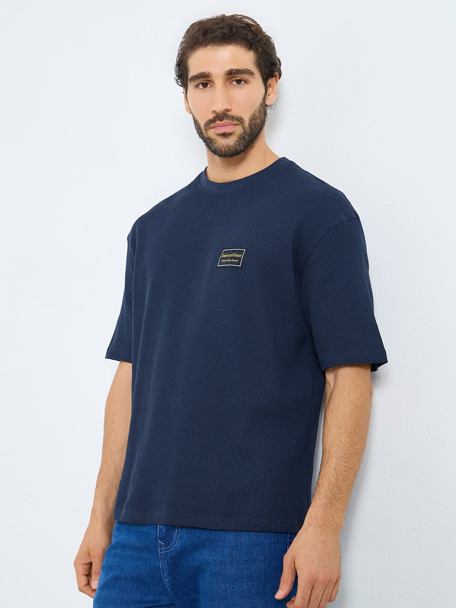 Ribbed Waffle Knit Regular Fit T-Shirt