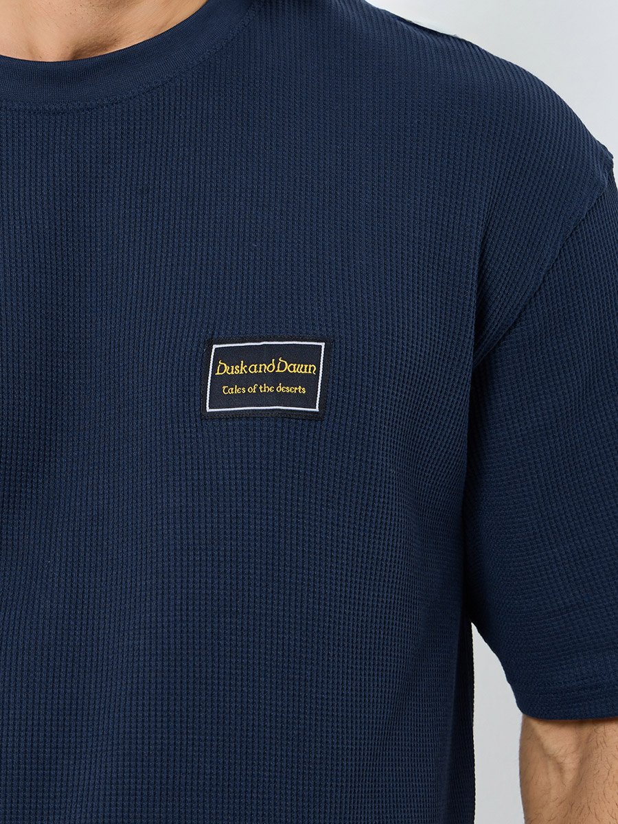 Ribbed Waffle Knit Regular Fit T-Shirt