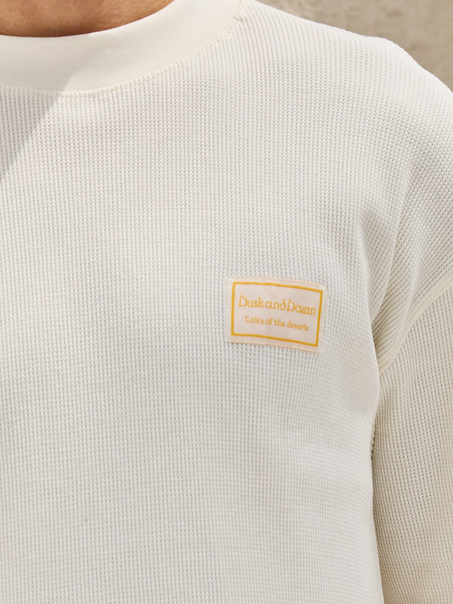 Waffle Knit Mock Neck Regular Fit T-Shirt