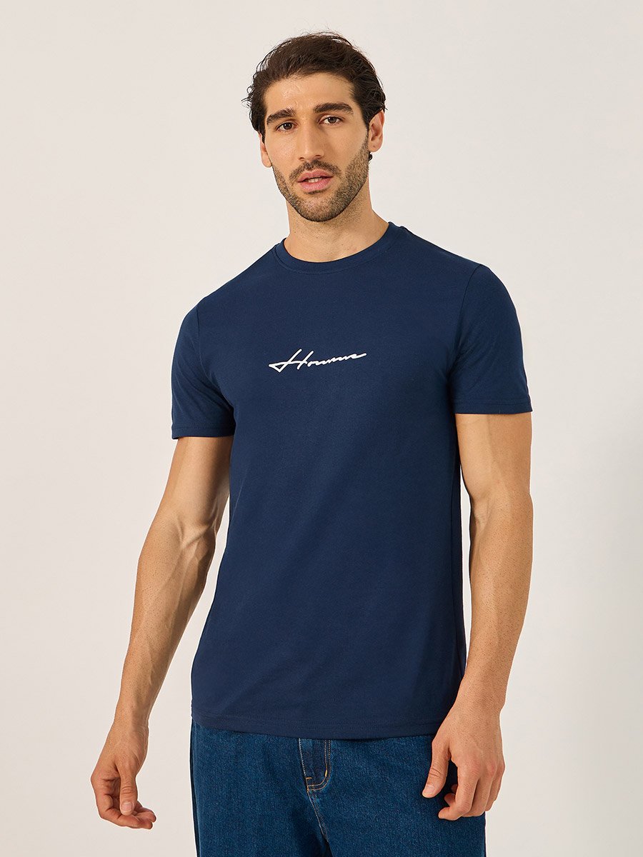 Minimal Print Short Sleeves Regular Fit T-Shirt