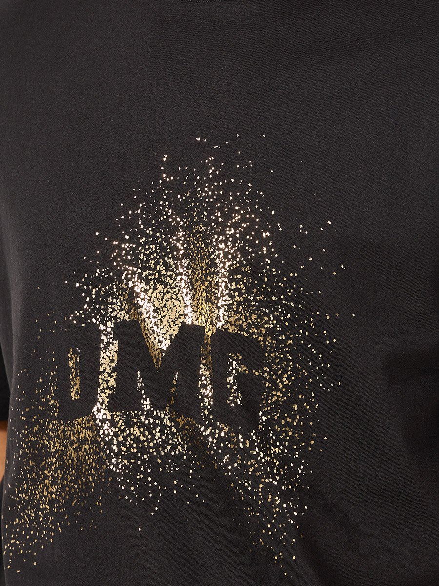 Text Foil Print Crew Neck Oversized T-Shirt