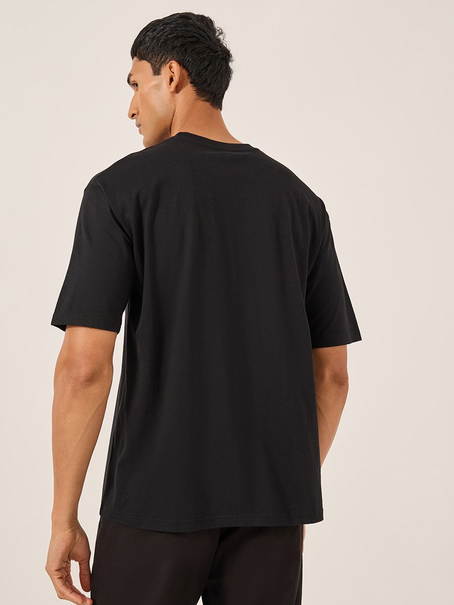 Text Foil Print Crew Neck Oversized T-Shirt