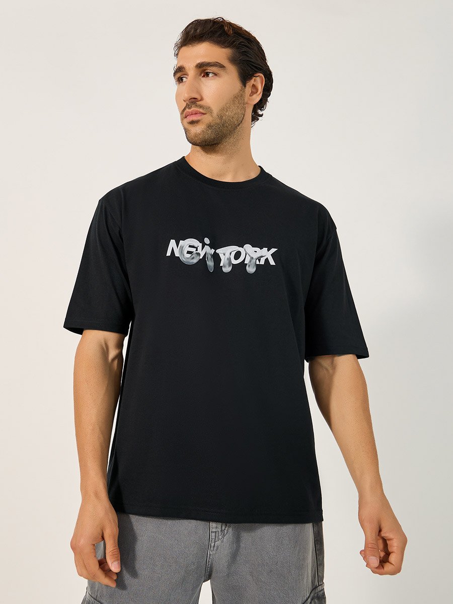 Typography Print Short Sleeve Oversized T-Shirt