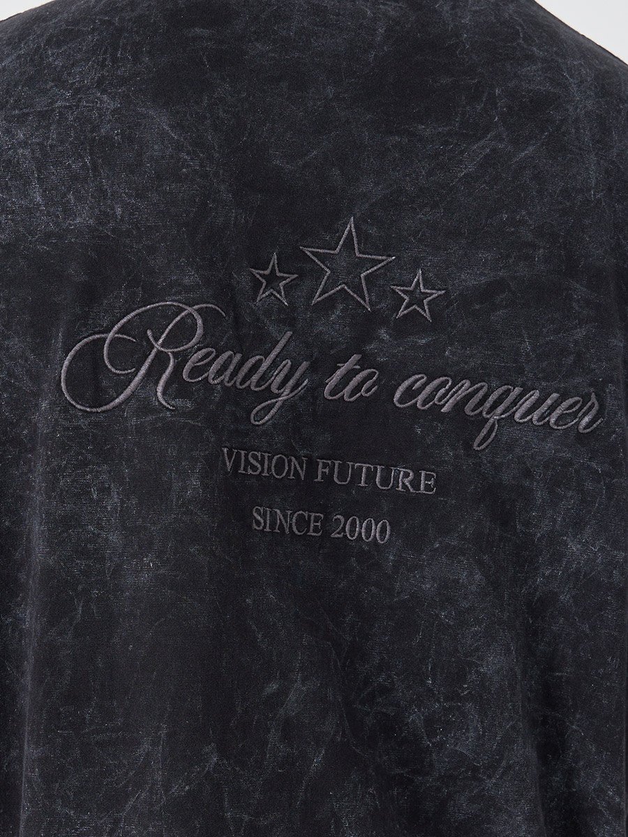 Washed Embroidered Detail Heavy Jersey Oversized T-Shirt