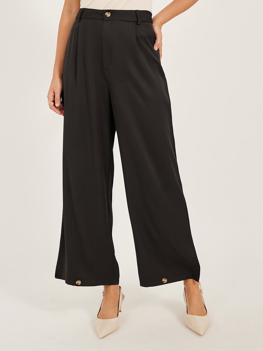 Mid Rise Tapered Fit Wide Leg Pants