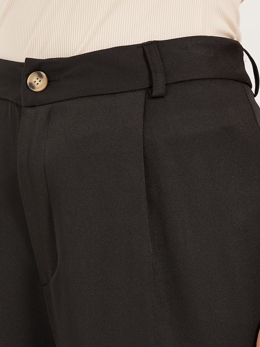 Mid Rise Tapered Fit Wide Leg Pants