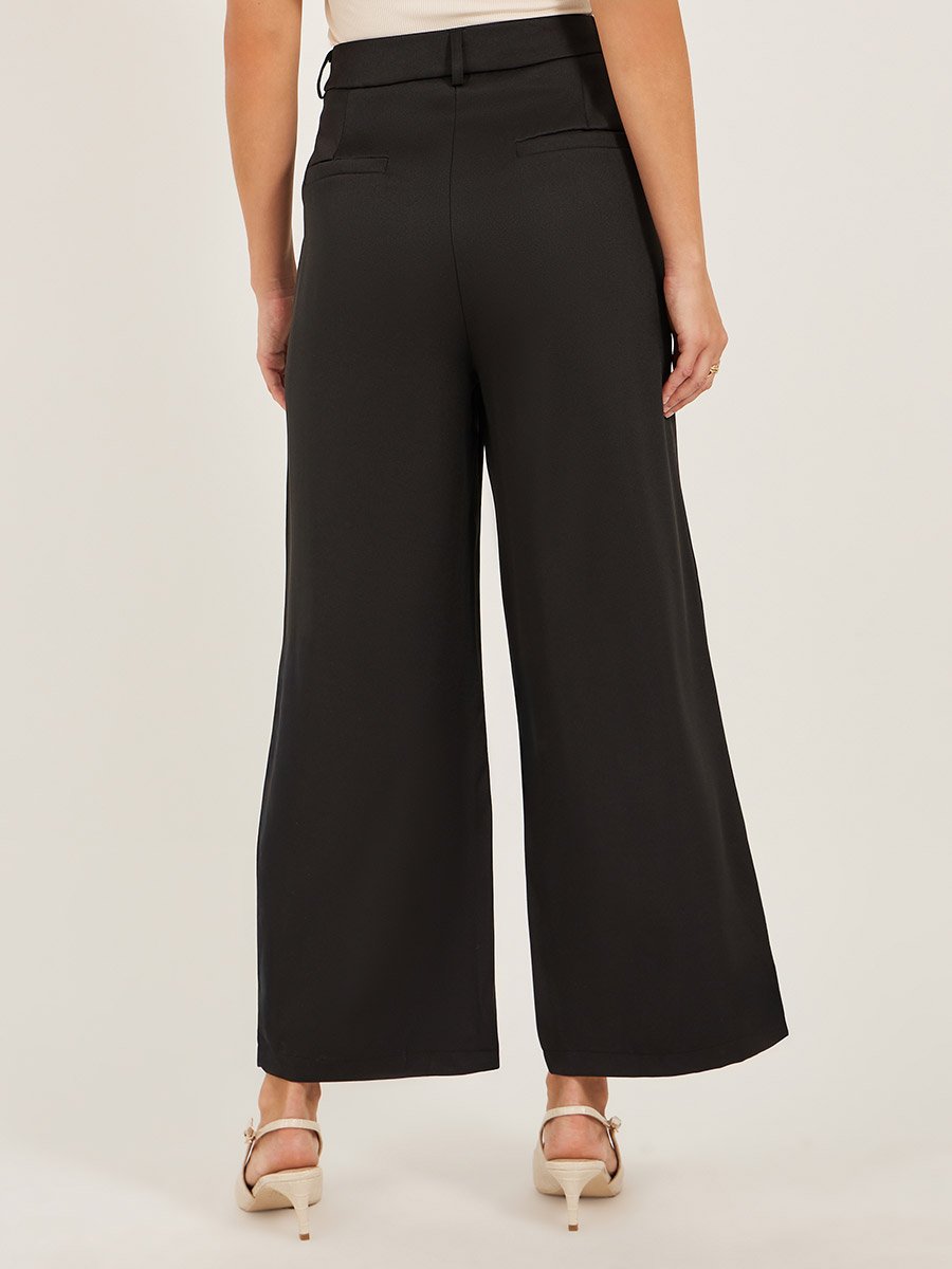 Mid Rise Tapered Fit Wide Leg Pants