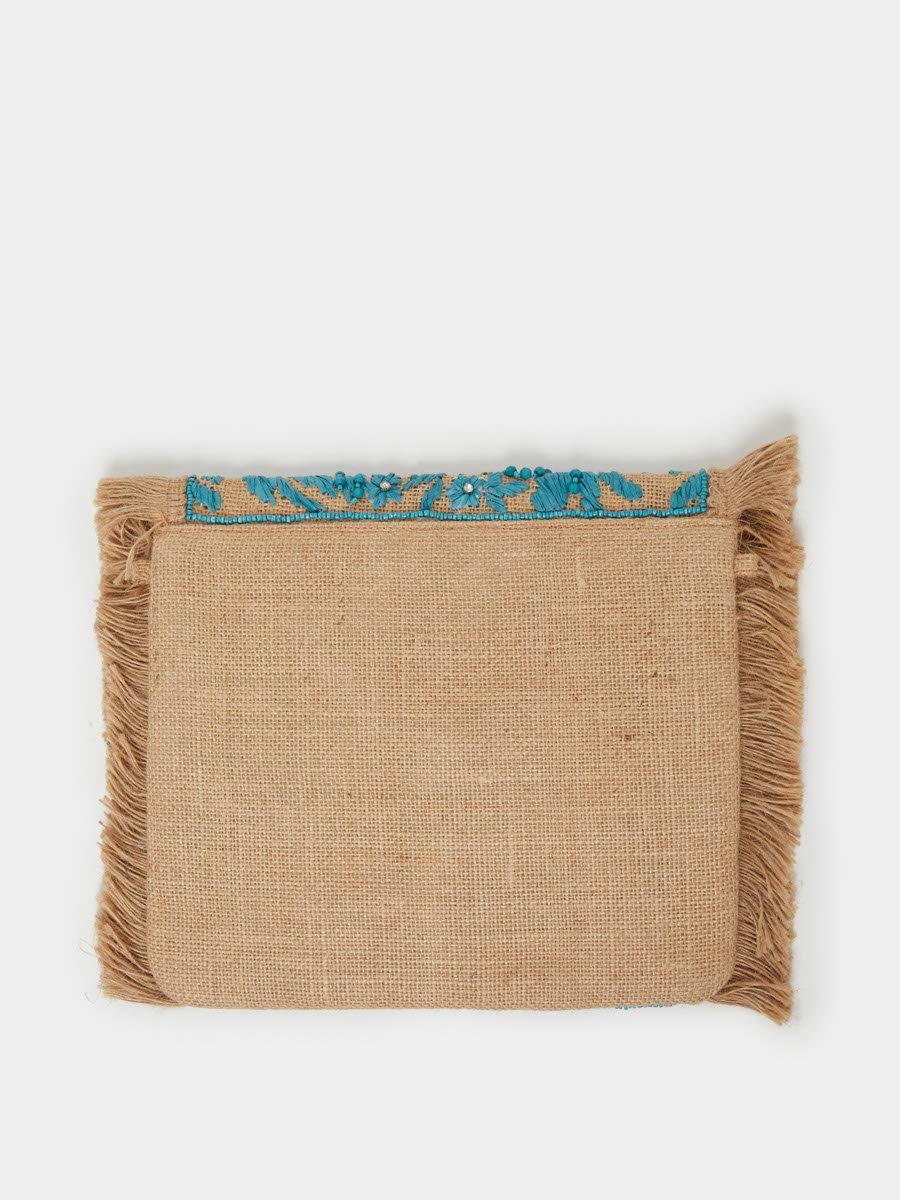Embroidered Clutch with Fringe Detail