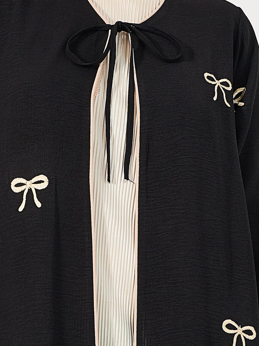 Bow Embroidery Detail Tie-Up Jalabiya