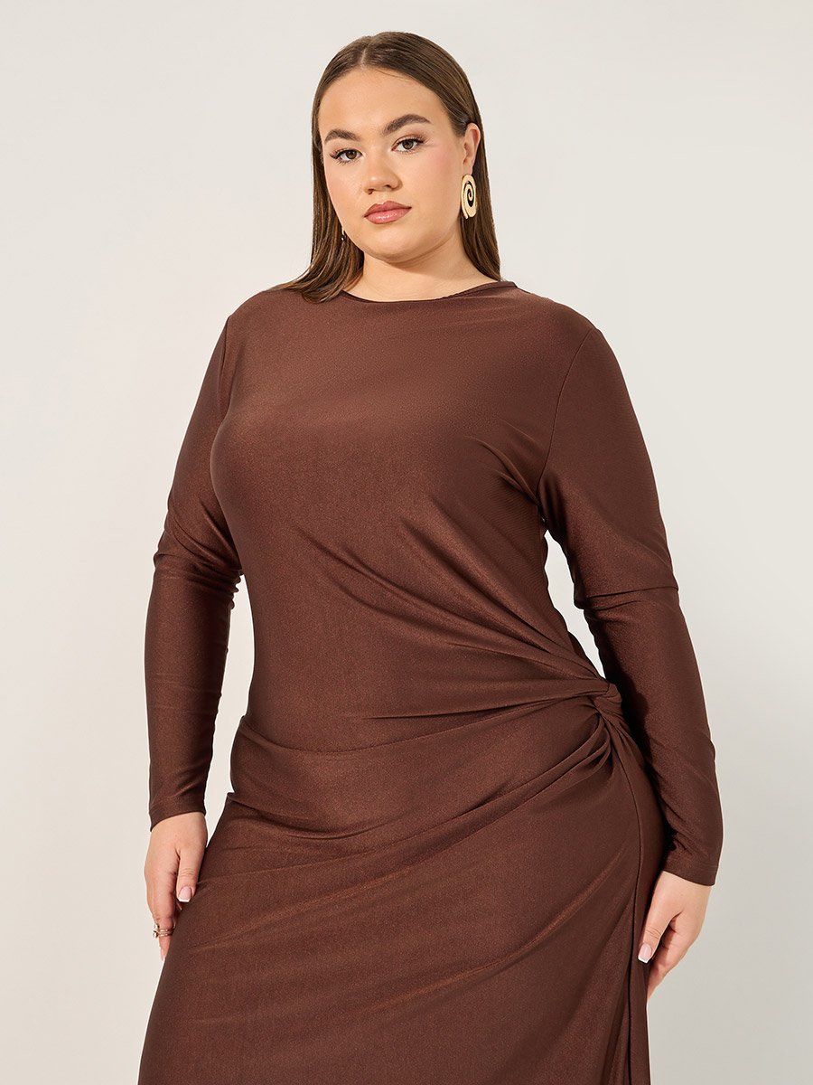 Plus Size Texture Twist Detail Jalabiya 