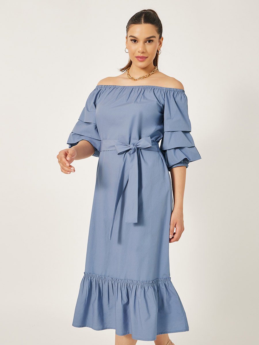 burgundy midi dress long sleeve Petal and Pup Women's Charles Colour:Grey + Silver Grey strapless prom Short Sleeve Printed A This flowing A